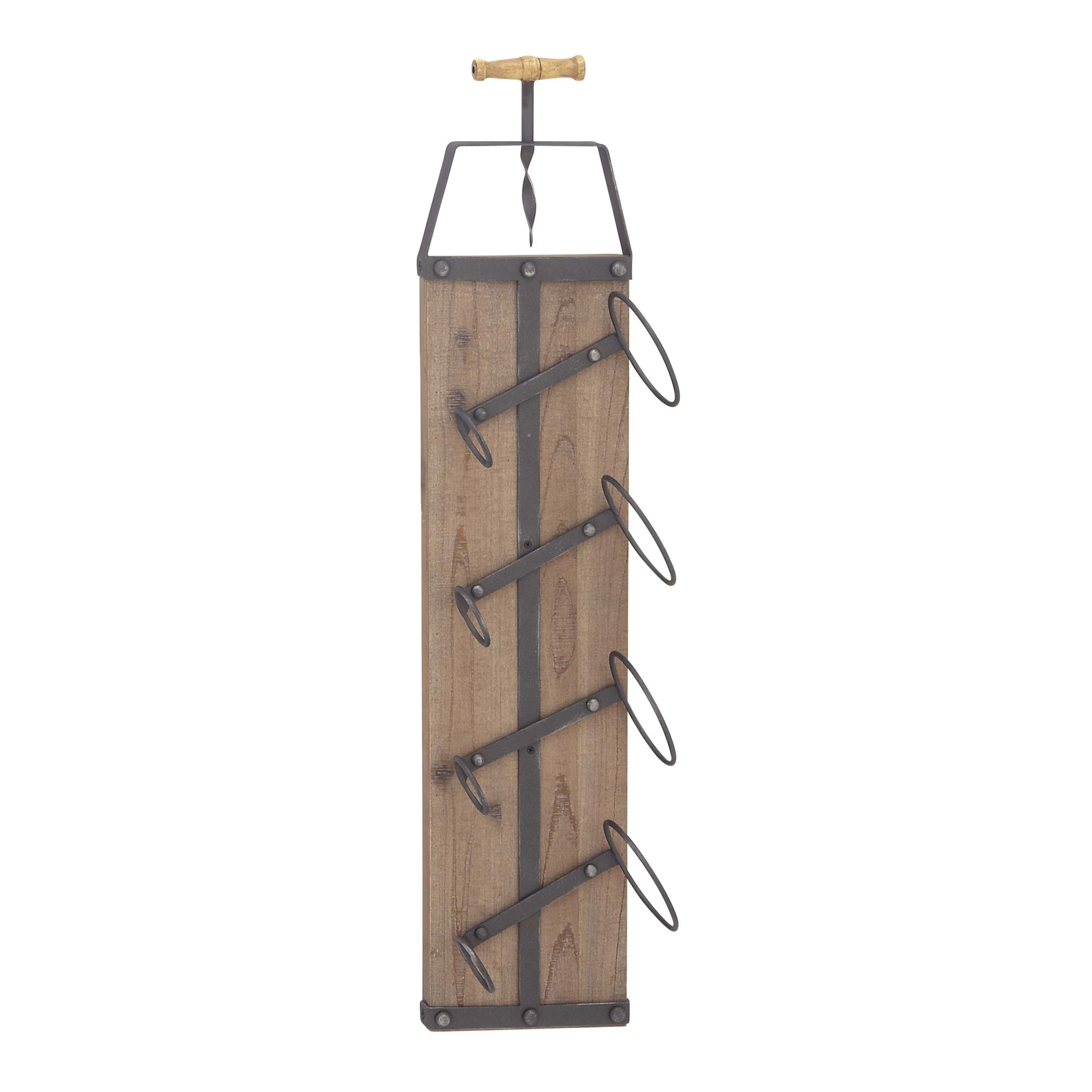 Cole & Grey Wood/Metal 4 Bottle Wall Mounted Wine Rack & Reviews